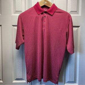 Tommy Armour Men’s Polo Shirt Striped Pink&white Dri-logic Short Sleeve Size L